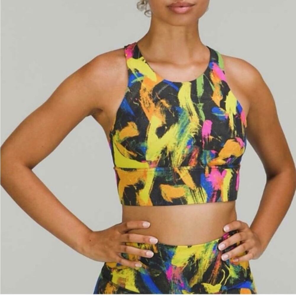 Lululemon Wunder Train Long Line Racerback Tank Top Undertone Black Multi sz 4